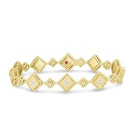 PALAZZO DUCALE bracelet in 18kt yellow gold with diamonds. single row version. Diamonds weight (total) 0.60 ct
