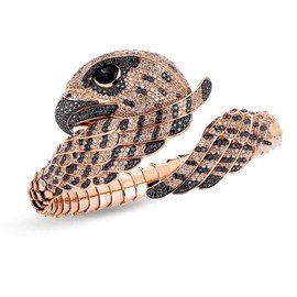 ANIMALIER Falcon limited edition bracelet with brown and black diamonds in 18 kt rose and black gold. the eyes are in onyx. Diamonds weight (total) 3.95 ct