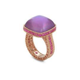 ROMAN BAROCCO ring in 18kt rose gold with triplet of mother-of-pearl, amethyst. Amethyst weight (total) 15.10 ct Pink sapphires weight (total) 1.23 ct