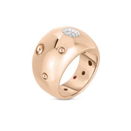POIS MOI ring in 18kt rose gold with diamonds. rounded version large. Diamonds weight (total) 0.11 ct