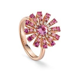 Margherita Pembe altın, elmas ve pembe safir yüzük