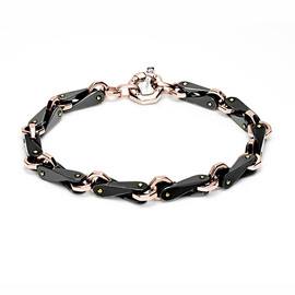 Cyborg Ceramic Collection Bracciale. Oro rosa 750. Ceramica nera. Diamante bianco P.CT 2