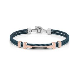 316L Collection Bracciale. Oro rosa 750‰. Argento 925‰. Stainless steel. PVD blu. Diamante bianco P.Ct 2. Diamanti neri P.Ct 10