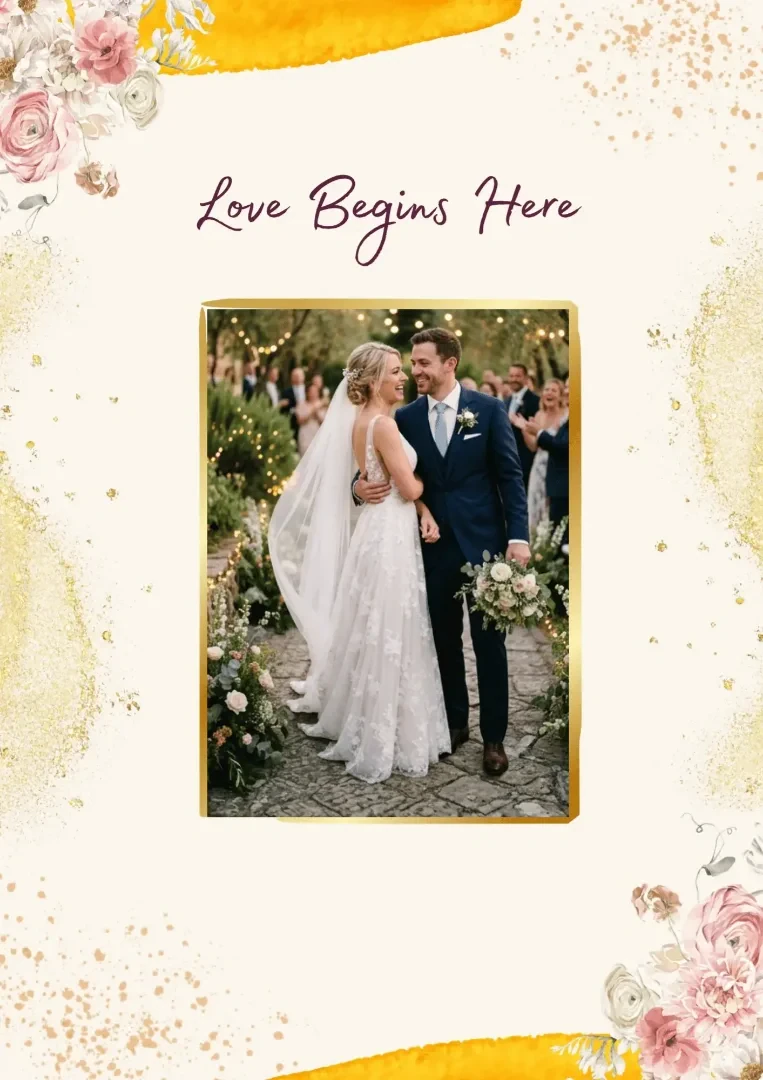 Digitaal gastenboek design Love Begins Here