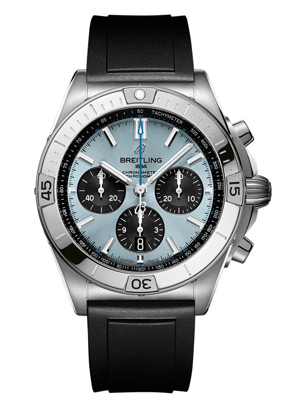 Breithling Watch Choronomat B01 42 Stainless Steel Platinum Ice Blue