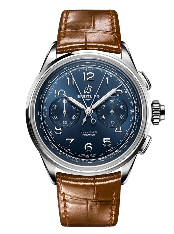 Breithling Watch Premier B15 Duograph 42 Stainless Steel Blue