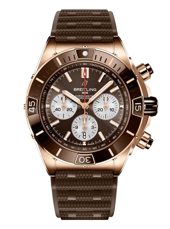 Breithling Watch Super Choronomat B01 44 18k Red Gold Brown