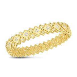 PALAZZO DUCALE rigid bracelet in 18kt yellow gold with diamonds. single row version. diamonds weight (total): 0.66 ct