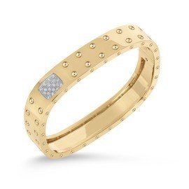 POIS MOI Rigid bracelet in 18kt gold with diamonds. Two row version. Diamonds (total): 0.28 ct