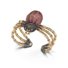 ANIMALIER Spider bracelet in 18kt rose gold and steel with rubies, black and colorless diamonds. rubies weight (total): 2.17 ct. black diamonds weight (total): 1.12 ct
