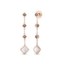 PALAZZO DUCALE earrings in 18kt rose gold with mother of pearl and diamonds. Length of the earring 38 mm Mother of pearl weight (total) 2.2 ct Diamonds weight (total) 0.06 ct