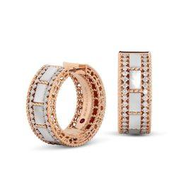 ART DECO earrings in 18kt rose gold with mother of pearl and diamonds. Size height 22mm x width 22mm Mother of pearl weight (total) 3.80 ct Diamonds weight (total) 0.68 ct