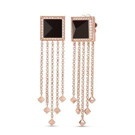 ROCK & DIAMONDS drop earrings diamonds in 18kt rose gold with black jade and diamonds. Black jade weight (total) 3.60 ct Diamonds weight (total) 0.30 ct