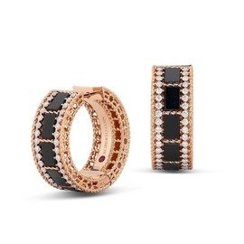 ART DECO earrings in 18kt rose gold with black jade and diamonds. Size height 22mm x width 22mm Black jade weight (total) 4 ct Diamonds weight (total) 0.68 ct