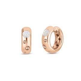 POIS MOI earrings in 18kt rose gold with diamonds. rounded version. Size height 15 mm x width 5 mm Diamonds weight (total) 0.20 ct
