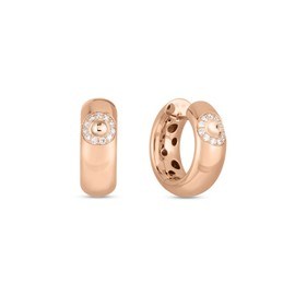 POIS MOI Earrings in 18kt rose gold with diamonds. rounded version. Size height 15 mm x width 5 mm Diamonds weight (total) 0.16 ct