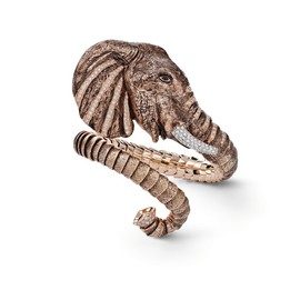ANIMALIER Elephant limited edition bracelet in 18kt rose, white and black gold with colorless and black diamonds, black jade and enamel. Diamonds weight (total) 1.57 ct Black jade weight (total) 0.03 ct
