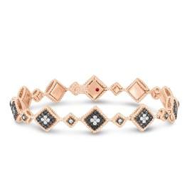 PALAZZO DUCALE bracelet in 18kt rose gold with black and colorless diamonds. single row version. colorless diamonds weight (total) 0.60 ct black diamonds weight (total) 1.19 ct