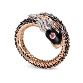 ANIMALIER Nemo bracelet in 18kt rose and white gold with black enamel, colorless diamonds and rubies. weight (total) 1.51 ct