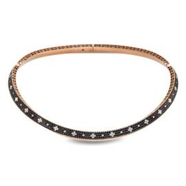 VENETIAN PRINCESS rigid necklace in 18kt pink intertwined and black and colorless diamonds. black diamonds weight (total) 3.56 ct