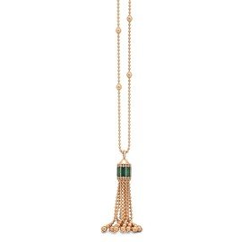 ART DECO necklace in 18kt rose gold with malachite and diamonds.18kt rose gold chain Malachite weight (total) 4.08 ct