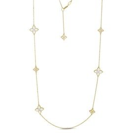 PRINCESS FLOWER necklace in 18kt gold with mother of pearl and diamonds. Mother of pearl weight (total) 10.07 ct Diamonds weight (total) 0.47 ct