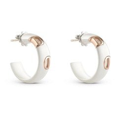 D.Icon White ceramic, rose gold, and diamond earrings