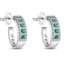 Belle Epoque White gold, diamond and emerald earrings