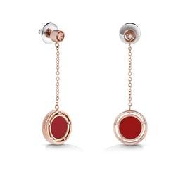 D.Side Rose gold, red stone and diamond earrings