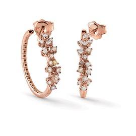 Mimosa Rose gold, white diamond and brown diamond earrings