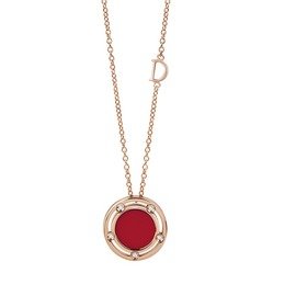 D.Side Rose gold, red stone and diamond necklace