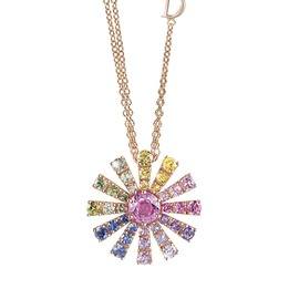 Margherita Rose gold, diamond and multicolored sapphire necklace