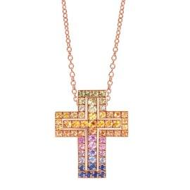 Belle Epoque Rose gold and multicolored sapphire necklace
