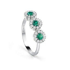 Margherita White gold, diamond and emerald ring
