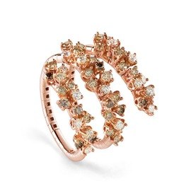 Mimosa Rose gold, white diamonds and brown diamonds ring
