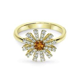 Margherita Yellow gold, diamond and citrine quartz ring