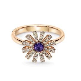 Margherita Rose gold, brown diamonds and amethyst ring