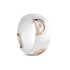 D.Icon White ceramic, rose gold and diamond ring