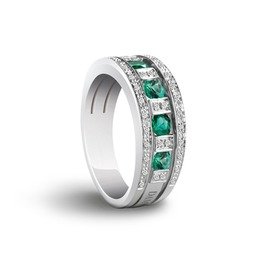 Belle Epoque White gold, diamond and emerald ring