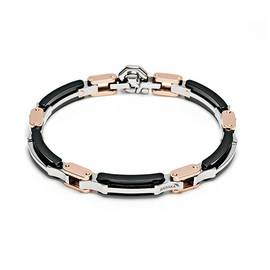 Explore Collection Bracciale. Ceramica nera. Stainless steel. Oro rosa 750‰. Acciaio lucido. Diamante bianco P.CT 2.