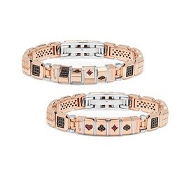 Casinò Collection Bracciale. Oro rosa 750‰. Diamanti neri P.Ct. 144. Rubini Ct. 0,09