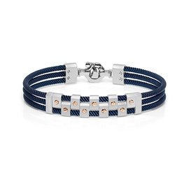 316L Collection Bracciale. Oro rosa 750‰. Argento 925‰. Stainless steel. Trattamento PVD blu. Diamante bianco P.Ct. 2