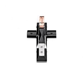 Kabala Collection Croce. Oro rosa 750‰. Stainless steel. PVD nero. Acciaio lucido.