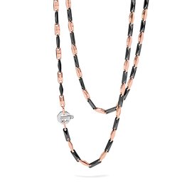 Collezione Cyborg Ceramic Girocollo. Oro rosa 750‰. Ceramica nera. Diamante bianco P.Ct 2.