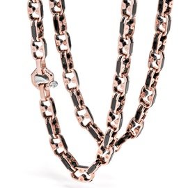 Cyborg Ceramic Collection Girocollo. Oro rosa 750‰. Ceramica nera. Stainless steel. Oro bianco 750‰. Diamante bianco P.Ct 2.