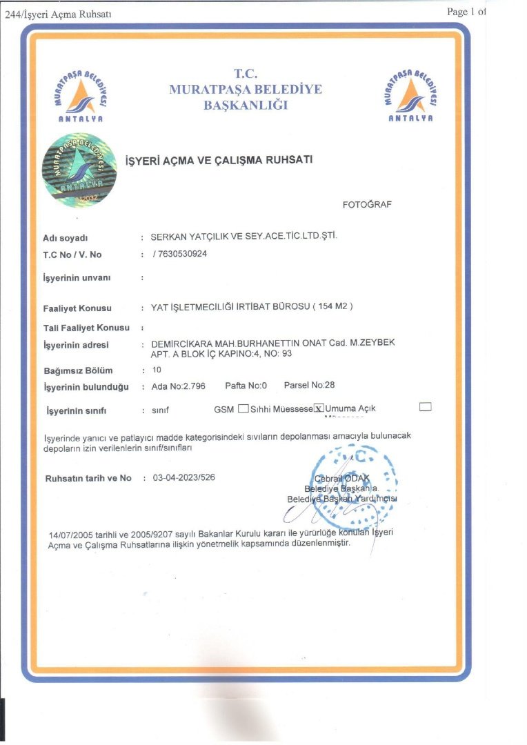 Işyeri Açma Ve Çalışma Ruhsatı