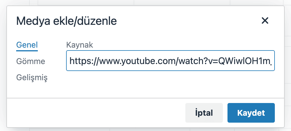 youtube adresini yapıştırıp kaydet tuşuna basın