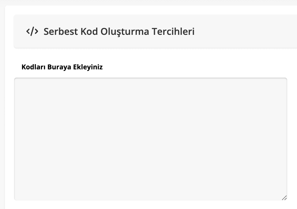 serbest kod modülü oluşturma tercihleri