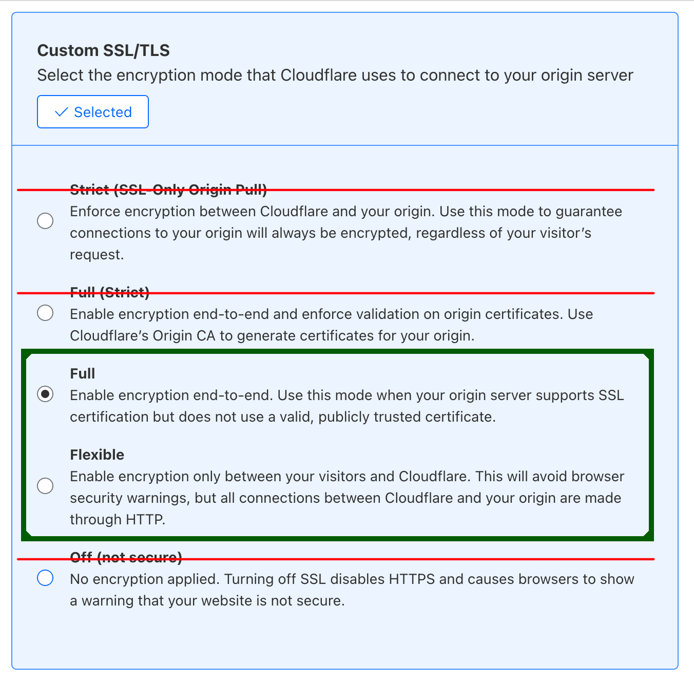custom ssl full ve flexible