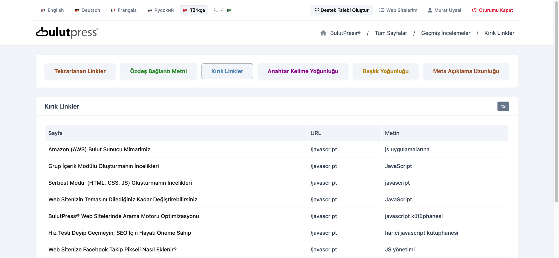merkezi kırık link tespiti